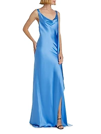 Asymmetric Bias-Cut Silk Satin Gown