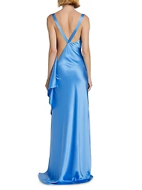 Asymmetric Bias-Cut Silk Satin Gown