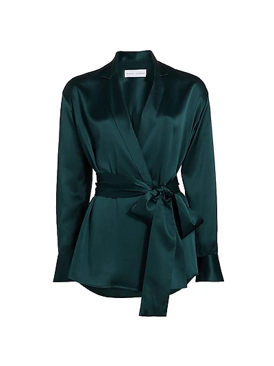 Relaxed Silk Wrap Shirt