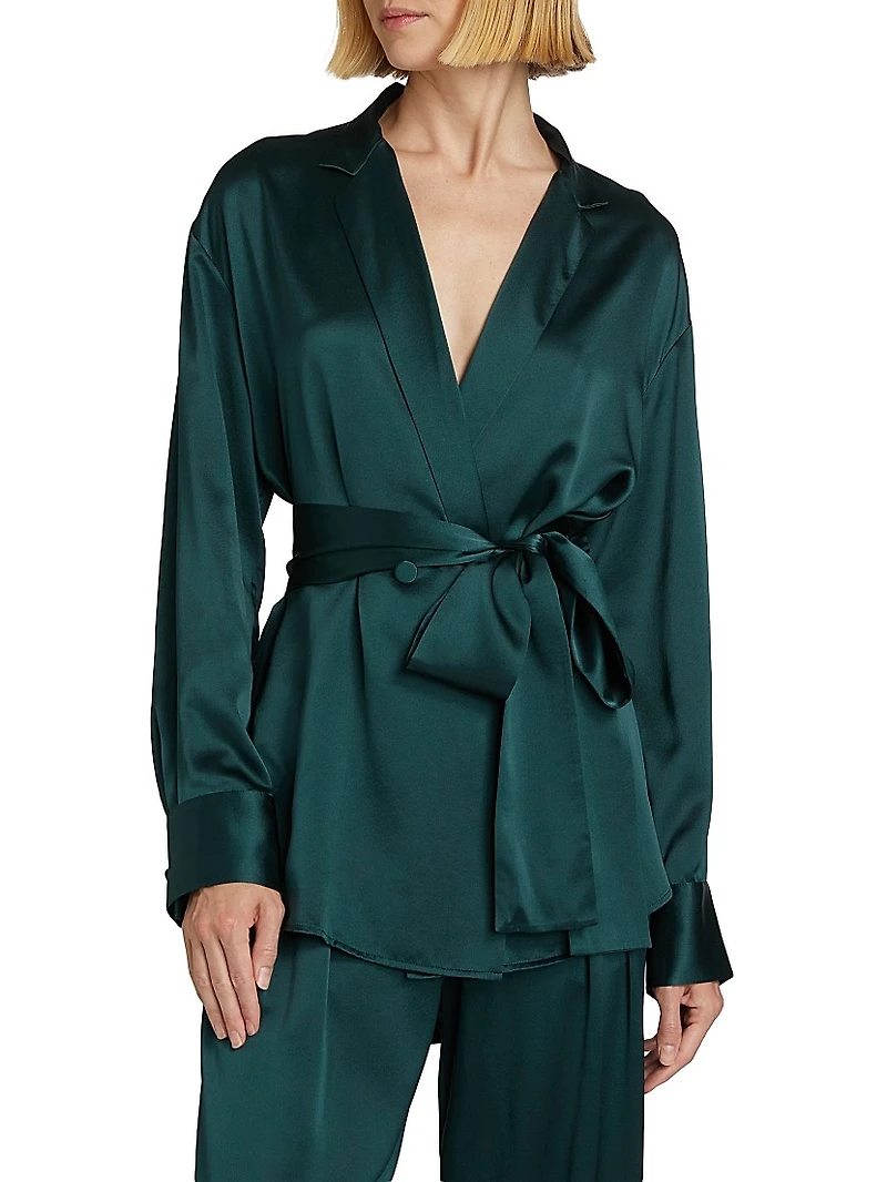 Relaxed Silk Wrap Shirt