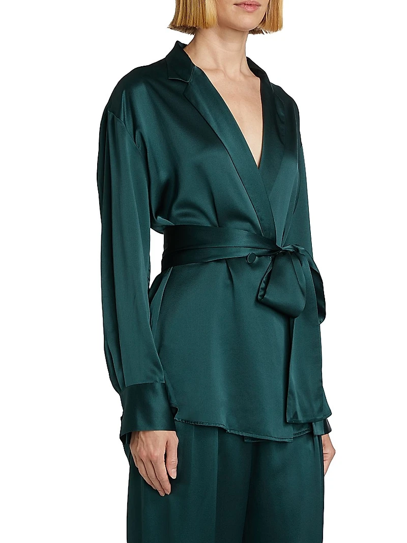 Relaxed Silk Wrap Shirt