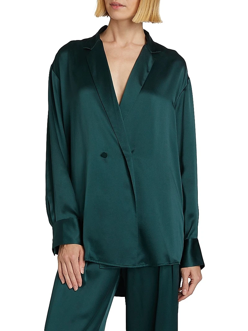 Relaxed Silk Wrap Shirt