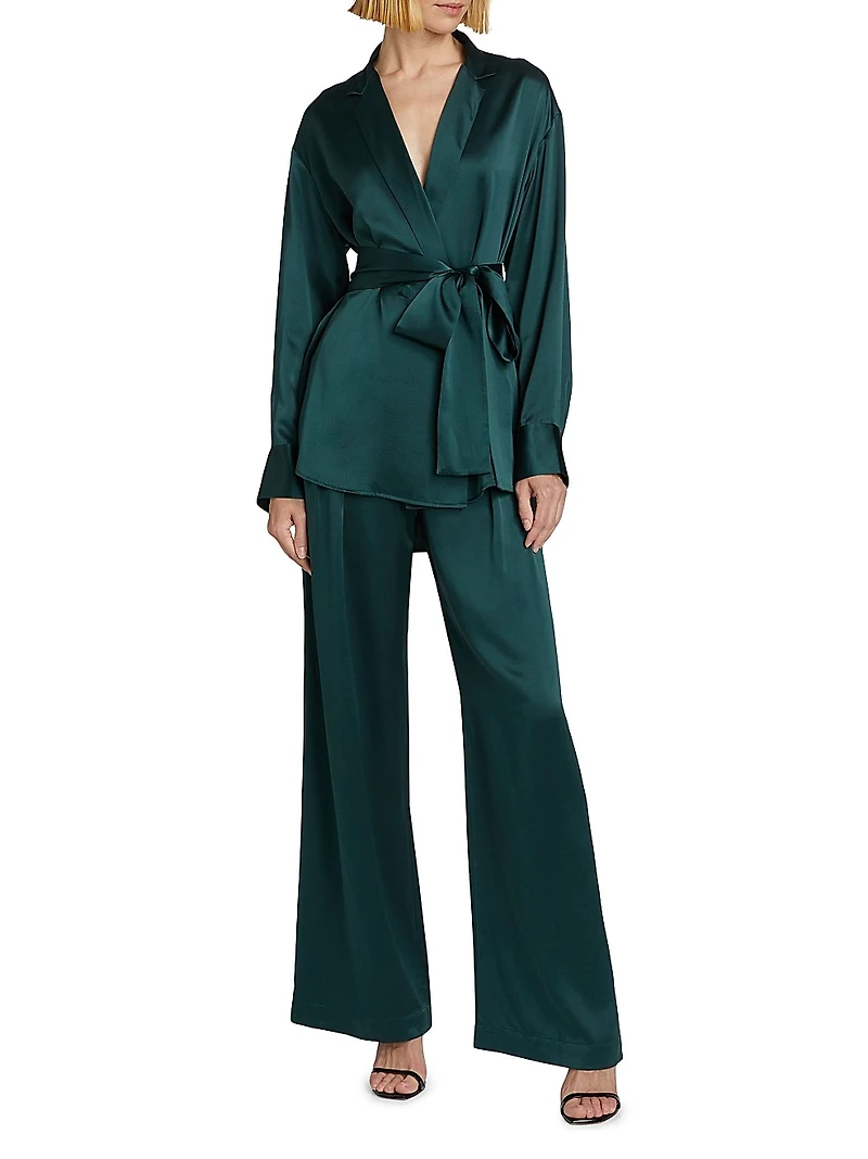 Relaxed Silk Wrap Shirt