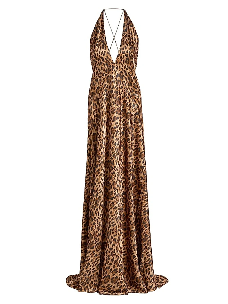 Alexandra Silk Leopard Maxi Gown