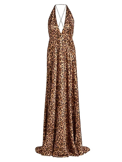 Alexandra Silk Leopard Maxi Gown