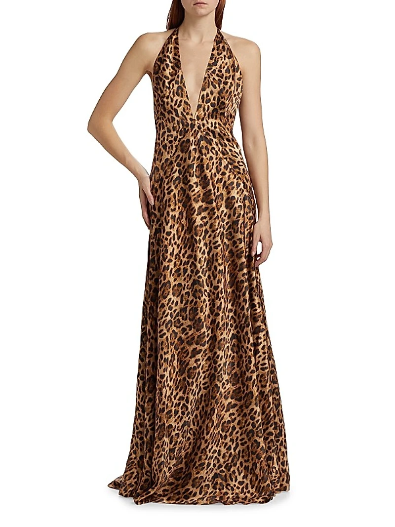 Alexandra Silk Leopard Maxi Gown