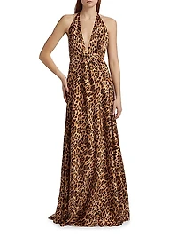 Alexandra Silk Leopard Maxi Gown