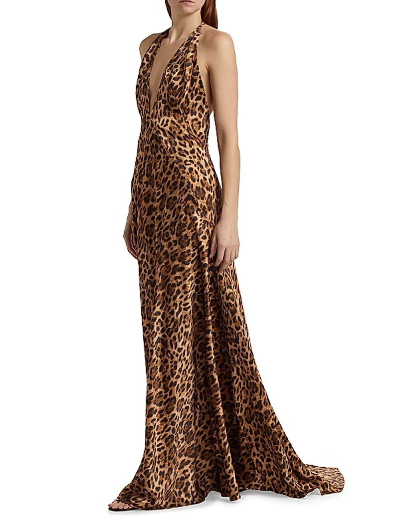 Alexandra Silk Leopard Maxi Gown