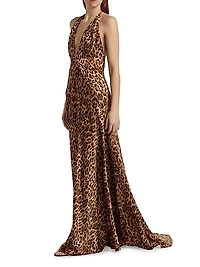 Alexandra Silk Leopard Maxi Gown