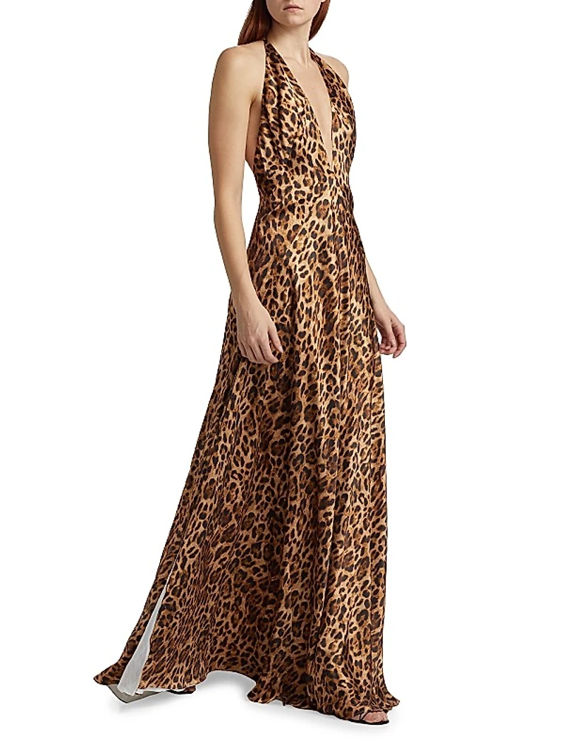 Alexandra Silk Leopard Maxi Gown