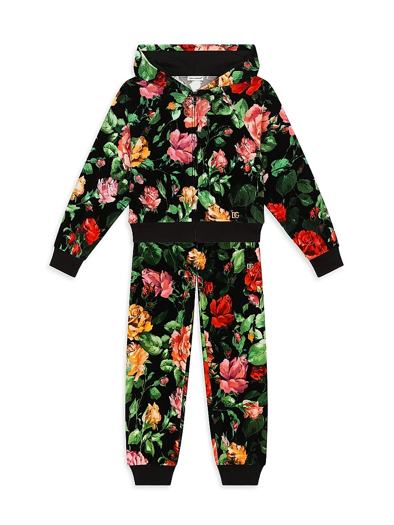 Little Girl's & Floral Velour Joggers