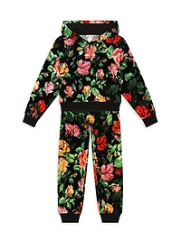 Little Girl's & Floral Velour Joggers