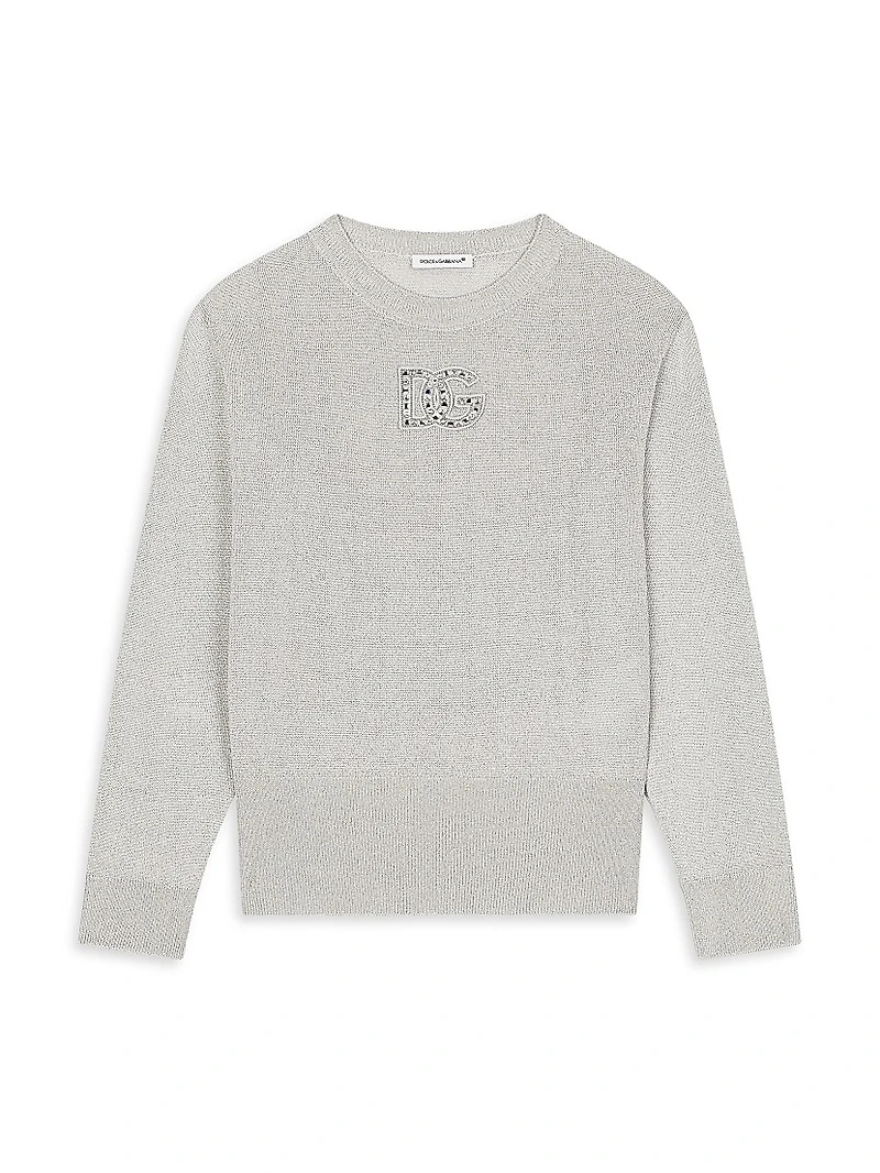 Little Girl's & Embellished 'DG' Crewneck Sweater