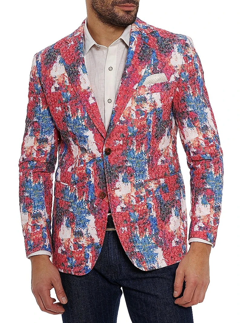 Eagan Floral Cotton-Blend Two-Button Sport Coat