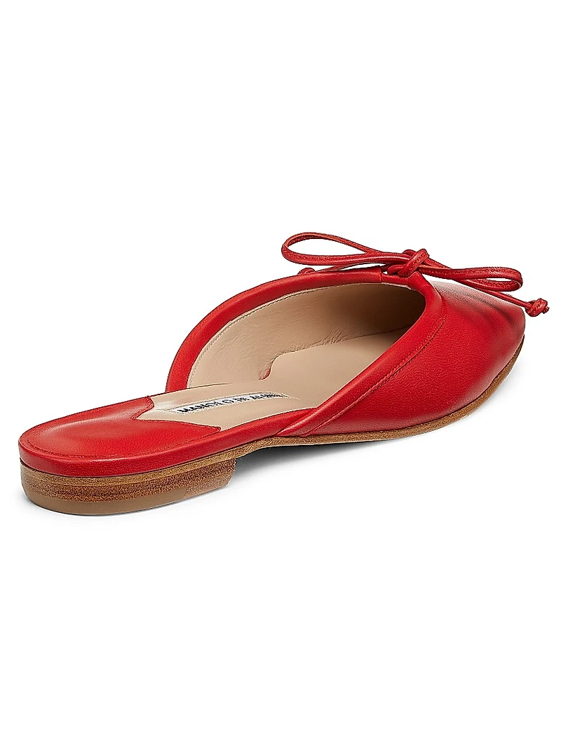 Ballerimu Bow-Detailed Leather Flat Mules