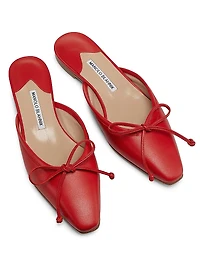 Ballerimu Bow-Detailed Leather Flat Mules