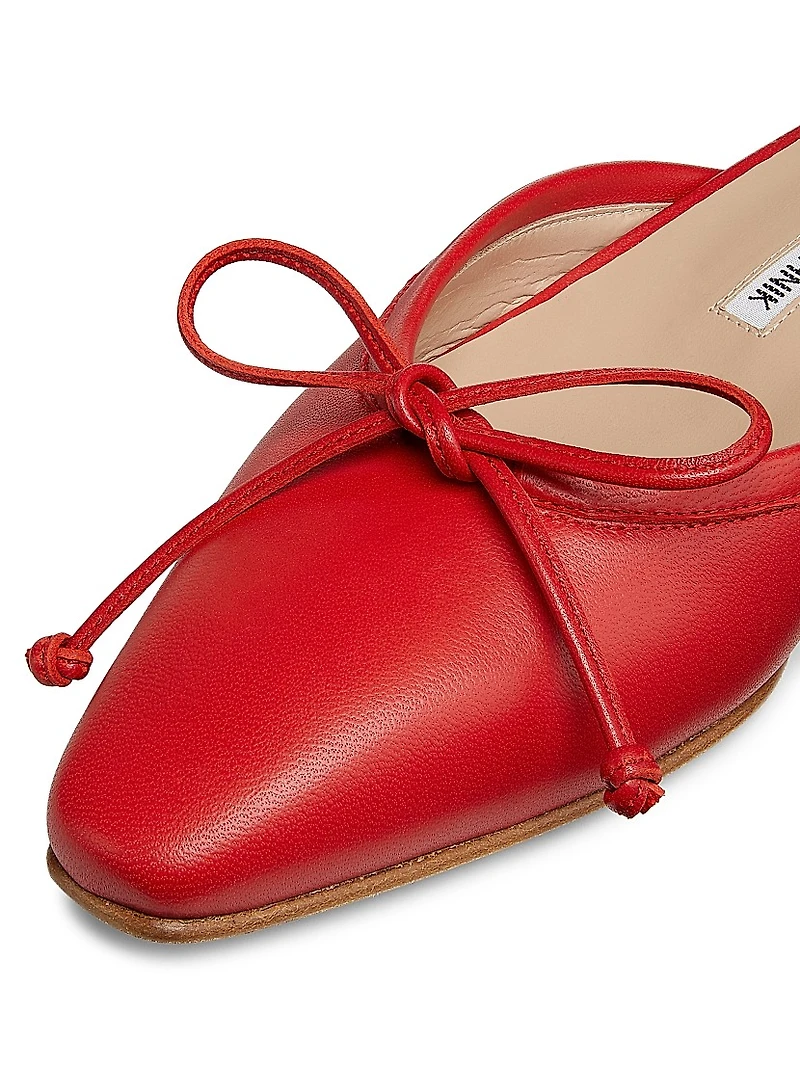 Ballerimu Bow-Detailed Leather Flat Mules