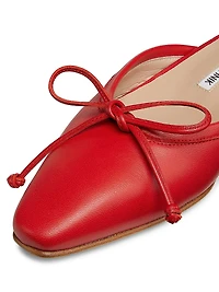 Ballerimu Bow-Detailed Leather Flat Mules