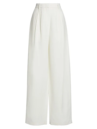 Wool-Blend Pleated Wide-Leg Trousers