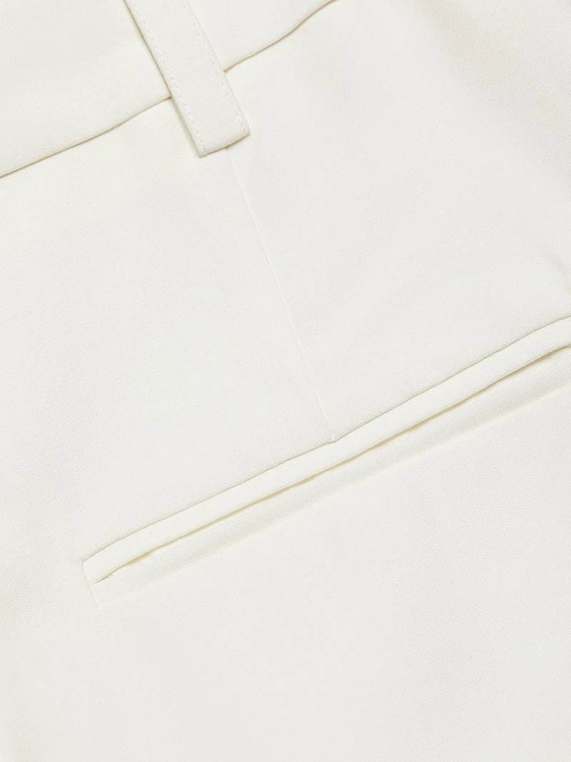 Wool-Blend Pleated Wide-Leg Trousers