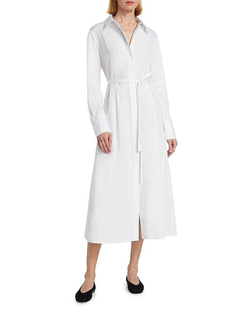 Cotton Poplin Tie-Waist Shirtdress
