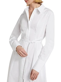 Cotton Poplin Tie-Waist Shirtdress