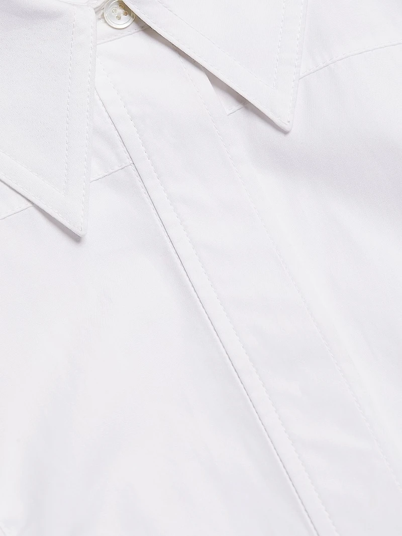 Cotton Poplin Tie-Waist Shirtdress