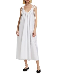 Gathered Cotton Poplin Maxi Dress