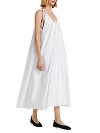 Gathered Cotton Poplin Maxi Dress