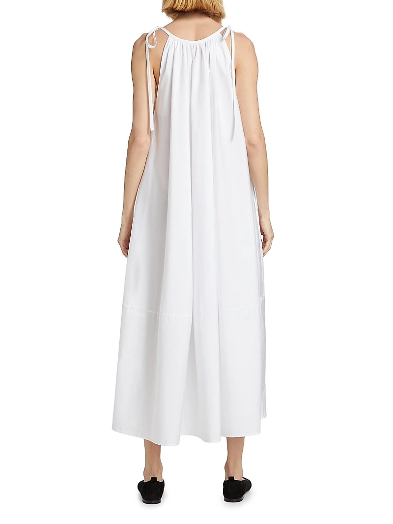 Gathered Cotton Poplin Maxi Dress
