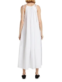 Gathered Cotton Poplin Maxi Dress