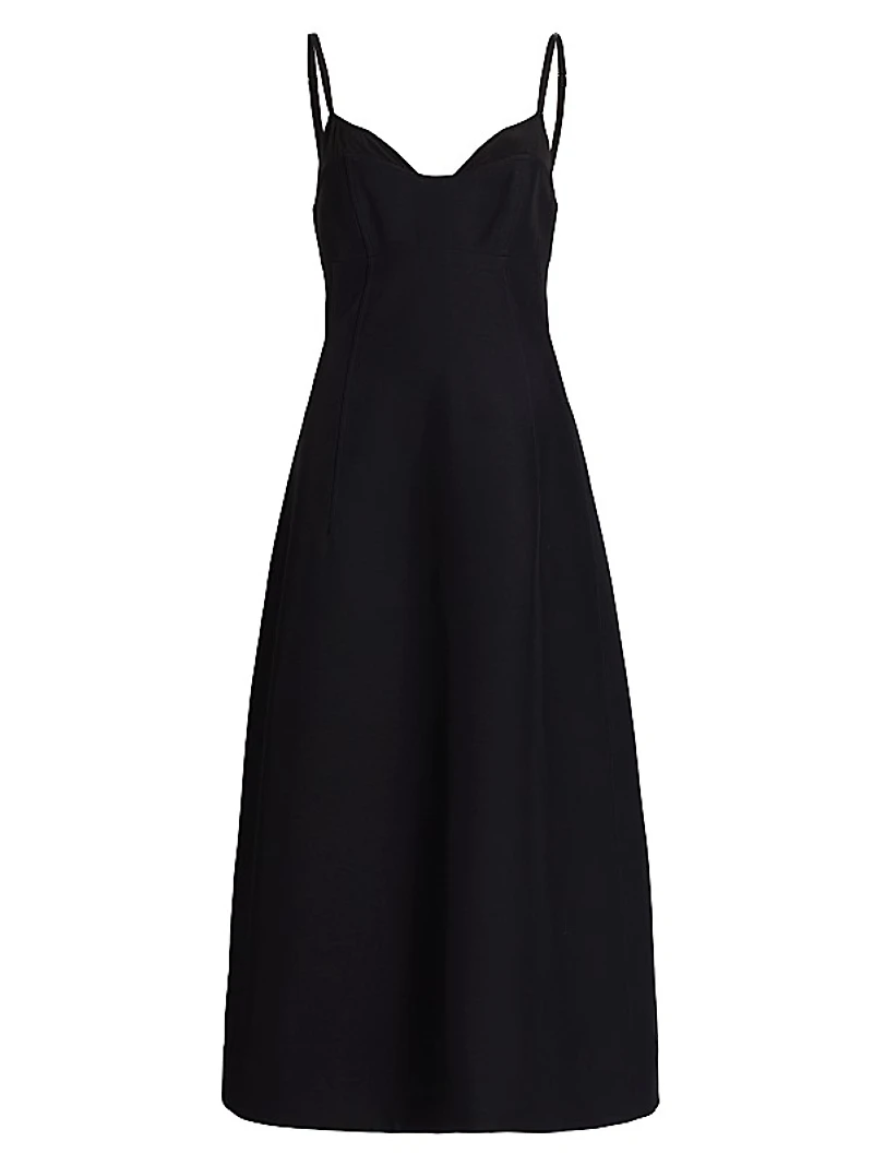 Bustier-Cup Seamed Midi-Dress
