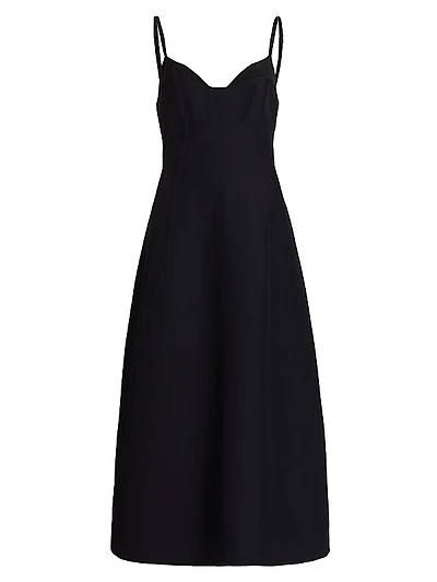 Bustier-Cup Seamed Midi-Dress