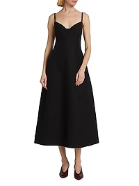 Bustier-Cup Seamed Midi-Dress