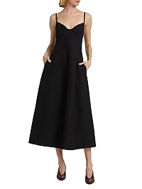 Bustier-Cup Seamed Midi-Dress