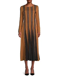 Embellshed Paneled Mesh Maxi Dress