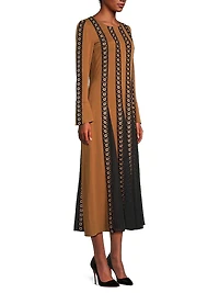 Embellshed Paneled Mesh Maxi Dress