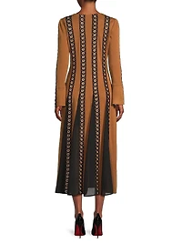 Embellshed Paneled Mesh Maxi Dress