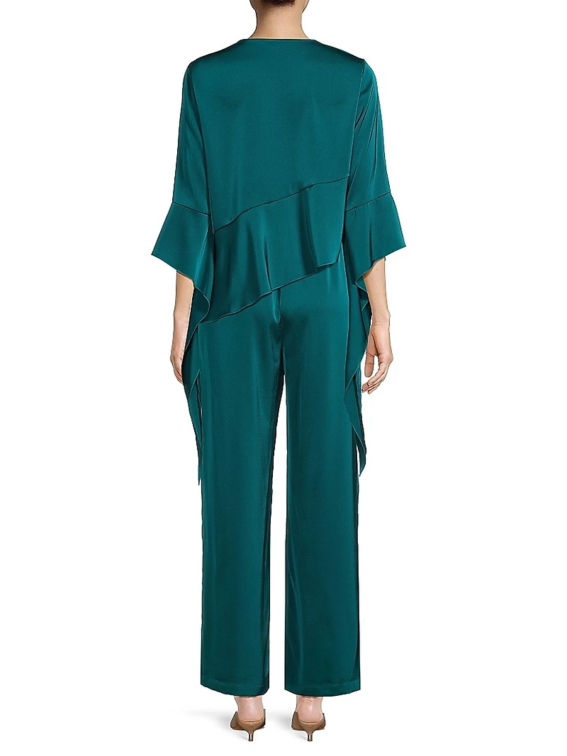 Asymmetrical Ruffle Charmeuse Blouse