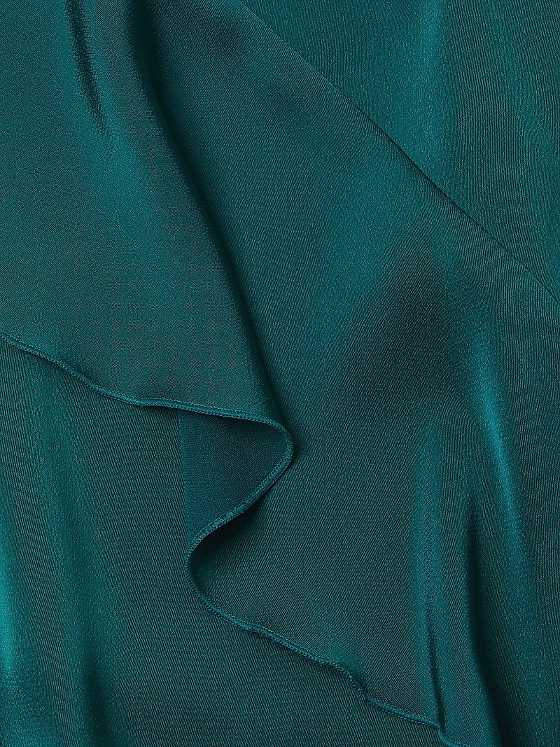 Asymmetrical Ruffle Charmeuse Blouse