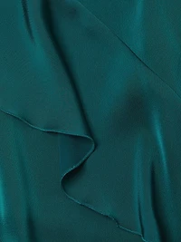 Asymmetrical Ruffle Charmeuse Blouse