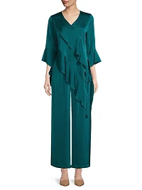 Asymmetrical Ruffle Charmeuse Blouse