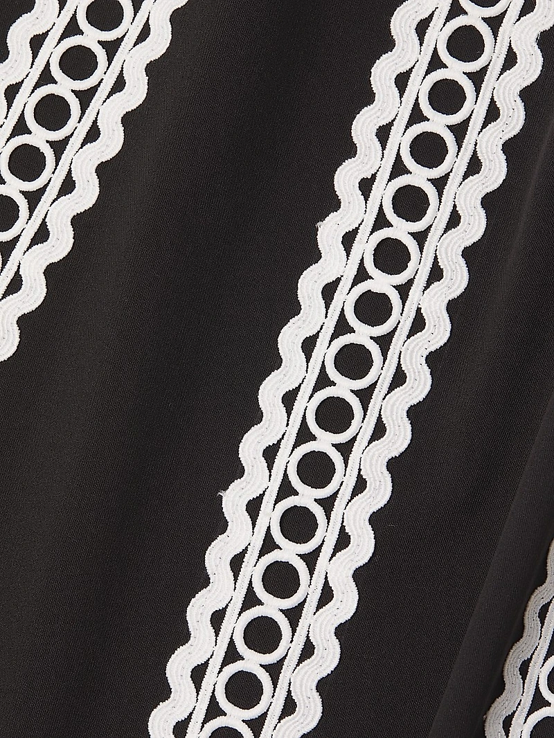 Contrast Lace & Twill Midi Skirt