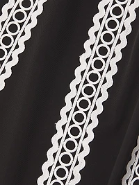 Contrast Lace & Twill Midi Skirt