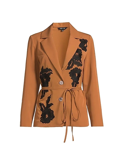 Floral-Embroidered Twill Heritage Blazer