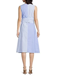 Two-Tone Bow Midi-Dress
