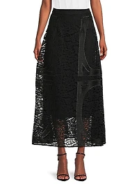 Textured Panel A-Line Maxi Skirt