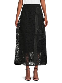 Textured Panel A-Line Maxi Skirt