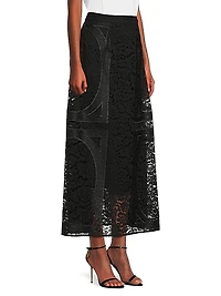 Textured Panel A-Line Maxi Skirt