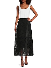 Textured Panel A-Line Maxi Skirt